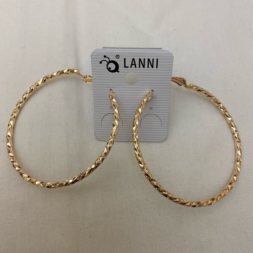 🔵4/$20 Lanni Gold Fashion Earrings Pierced Hoops NWT